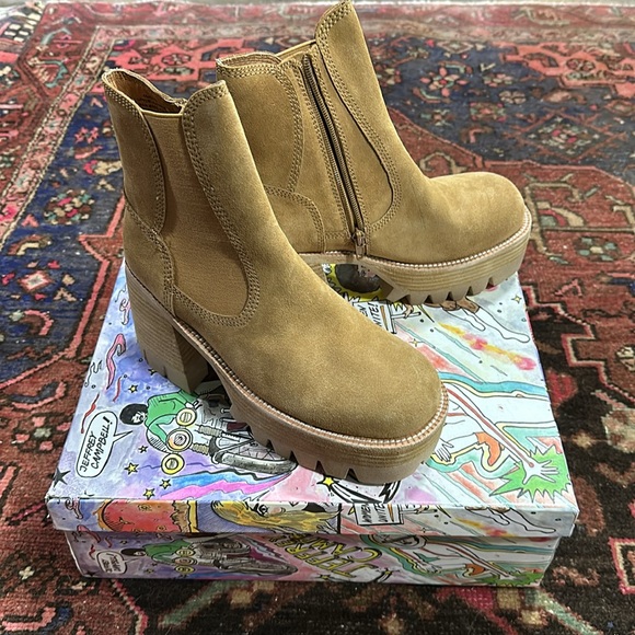 NIB Jeffrey Campbell Preston platform boots 
camel/ sand/ sable suede wm 9 - Picture 4 of 7